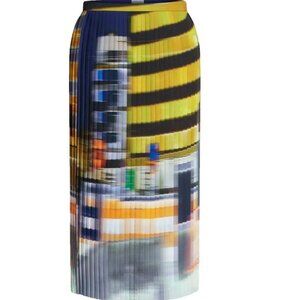 FR 38 / US 6 Dries van Noten City Print Pleated Skirt
